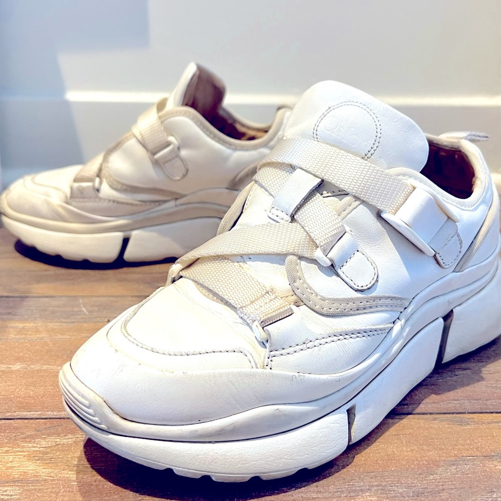 Authentic Chloe Women’s Sonnie Low Top Leather Sneakers White EU 36